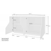 Credenza salvaspazio Ardesia e Pero a 4 ante L.158 cm, Made in Italy