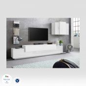 Mobile Porta TV moderno L.240 cm con pensile sospeso in finitura Bianco