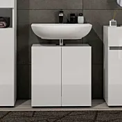 Mobile da bagno moderno basso con 2 ante, Bianco lucido 