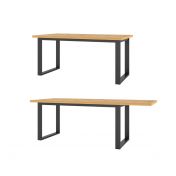 Tavolo moderno di design allungabile, finitura quercia e dettagli metallo nero