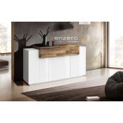 Offerta credenza moderna 3 ante, 1 ribalta in Bianco lucido e Pero