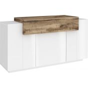 Offerta credenza moderna 3 ante, 1 ribalta in Bianco lucido e Pero