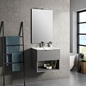 Mobile da bagno sospeso con lavabo in ceramica, colore Grigio london king