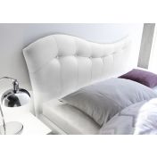 Letto rivestito in ecopelle bianco