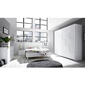 Camera da letto completa moderna in finitura bianco opaco armadio 220x210