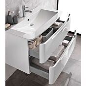 Mobile bagno moderno, 2 cassetti con maniglia a gola, finitura Bianco Lucido