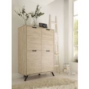 Credenza Moderna, Madia di Design, 4 ante Alta, Legno Sherwood Oak