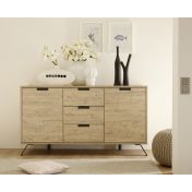 Credenza Moderna, Madia di Design, 2 ante e 3 cassetti, Legno Sherwood Oak