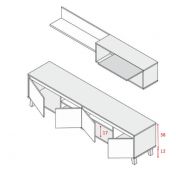 Parete attrezzata scontata, finitura bianco opaco e cemento