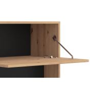 Parete attrezzata Cross, porta tv con libreria finitura Rovere e Nero