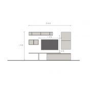 Parete attrezzata 260x40x190 h cm, Argilla, Cadiz e Bronzo, collezione Logica