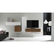 Parete attrezzata moderna di design, Noce Dark e Laccato Bianco Lucido - 321x169 cm