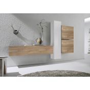 Parete attrezzata moderna di design, rovere stelvio e bianco lucido - 244x169 cm