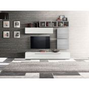 Pareti sala soggiorno Zenzero moderno e di design Bianco Lucido, Gesso e Artico