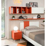 Letto singolo POP 02, finitura Corallo e Bianco Opaco