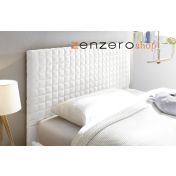 Letto Square bianco in tessuto imbottito una piazza e mezza,  testiera riquadrata