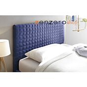 Camera completa con letto blu in tessuto imbottito con armadio Miss