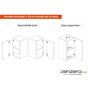 Parete a terra e pensili 276x200x40 h cm, Mercure e Cashmere, collezione Logica