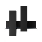 Modulo porta oggetti nero opaco, formato da una mensola e 2 pensili verticali
