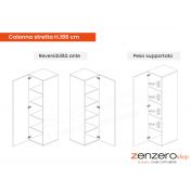 portata massima e reversibilità per colonna stretta h. 186 cm