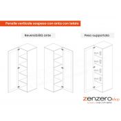 Pensile verticale sospeso con un'anta e frontale con telaio, disponibile in diversi colori 