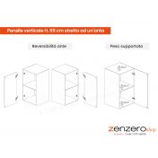 Pensile verticale L.29 cm stretto ad un'anta, disponibile in diverse finiture, Made in Italy