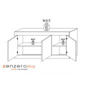 Credenza Moderna, Madia di Design, 3 ante, Bianco Lucido