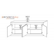 Credenza Moderna, Madia di Design, 4 ante, Bianco Lucido