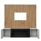 parete attrezzata grigio perla e artisan oak