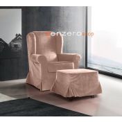 Poltrona di design con braccioli in tessuto sfoderabile, Rosa antico 