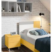 Letto singolo POP 01, finitura Giallo cedro, Bianco Opaco e Grigio Seta