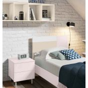 Letto una piazza e mezza POP 01, finitura Rosa confetto, Bianco Opaco e Orzo