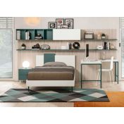 Letto singolo POP 02, finitura Verde Salvia e Bianco