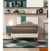 Letto singolo POP 02, finitura Verde Salvia e Bianco