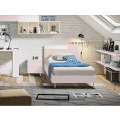 Letto una piazza e mezza POP 01, finitura Rosa confetto, Bianco Opaco e Orzo