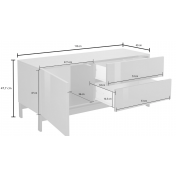 Porta TV di design, 2 cassetti 1 anta in finitura antracite lucido