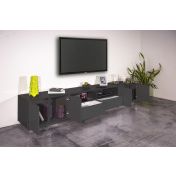 Moderno porta tv extra large in appoggio in finitura antracite laccato lucido