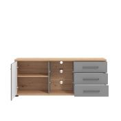 Porta tv 3 cassetti 1 anta, finitura Grigio grafite e Rovere
