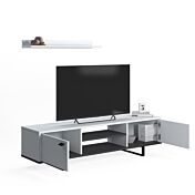 Porta tv Ankara con mensola, Bianco e Grigio