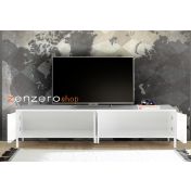 Mobile porta TV, stile moderno, finitura bianco lucido