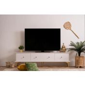 Porta Tv Oslo con 3 ribalte in finitura bianco e oro