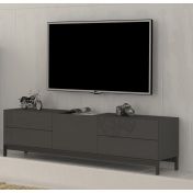 Porta TV di design, 4 cassetti 1 anta in finitura antracite lucido