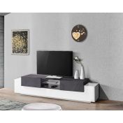 Offerta mobile porta tv bianco lucido e ardesia, 2 ante 2 ribalte