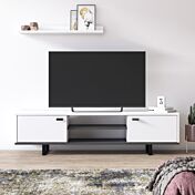 Porta tv Ankara con mensola, Bianco e Grigio