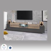 Conveniente Mobile porta tv Antracite e Oak, 2 ante 2 ribalte