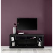 Moderno Porta TV con 1 anta ribalta, colore Nero frassinato