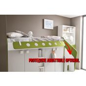 Soppalco per camerette con due posti letto, finitura Nebbia, Rovere ambra e Girasole