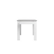 Tavolo moderno quadrato con cassetto, finitura Bianco con piano Cemento