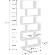 Libreria verticale, colore bianco lucido, 6 ripiani, made in Italy