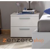 Camera completa con letto grigio in tessuto imbottito con armadio Miss